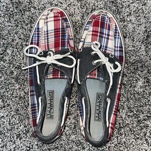 Sperry Top Sider Woman’s 6.5 M red and blue plaid shoes